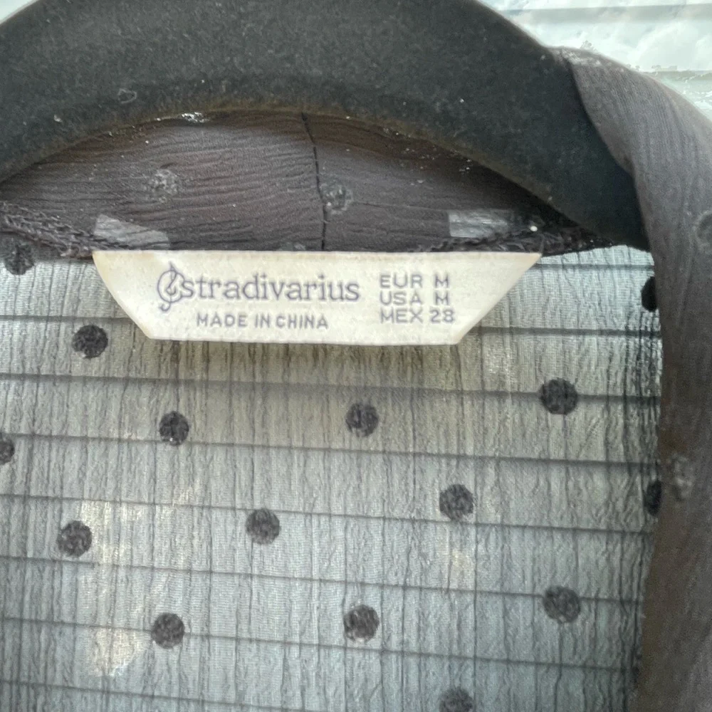 Stradivarius Sheer Black Polka Dot Bodysuit - Picture 8 of 8